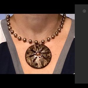 Black Shell Necklace with Matching Earrings #2 Coordinated Set